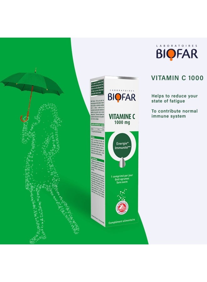 Biofar فيتامين سي الحيوي 1000 ملغ أقراص فوارة للطاقة والمناعة، بنكهة الحمضيات، عبوة من 20 حبة - Image 4