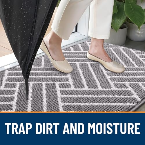 OLANLY Indoor Door Mat 32x20 Inch Dirt Resistant and Absorbent NonSlip Rubber Backing Floor Mats Easy Clean LowProfile Doormat for Entryway Front Door and Inside Entrance Grey - Image 3