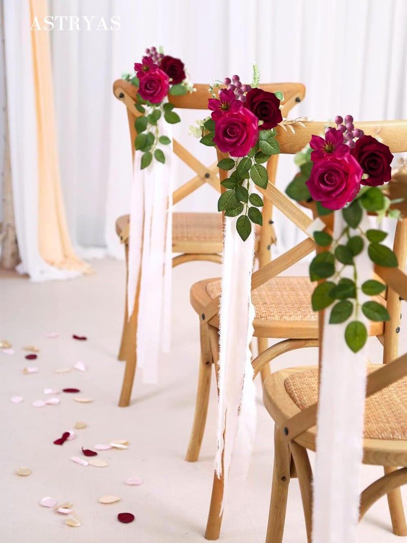 ASTRYAS مجموعة زهور اصطناعية من ASTRYAS، ورود حريرية وهمية، زهور الفاوانيا فواكس فوشيا من أجل باقات الزفاف DIY، ترتيب الزهور، قطع مركزية للطاولات، ديكورات المنزل (وردي فاقع) - Image 5