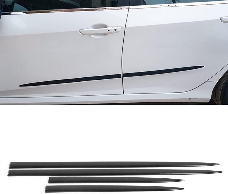 4 قطع، مقاس 96 × 3.6 سم / 37.8 × 1.42 بوصة، مصنوعة من مادة ABS، لحماية جوانب أبواب السيارات، بلون أسود لامع، قابلة للاستخدام في جميع السيارات، لتعديلات السيارات الأوتوماتيكية. - Image 4