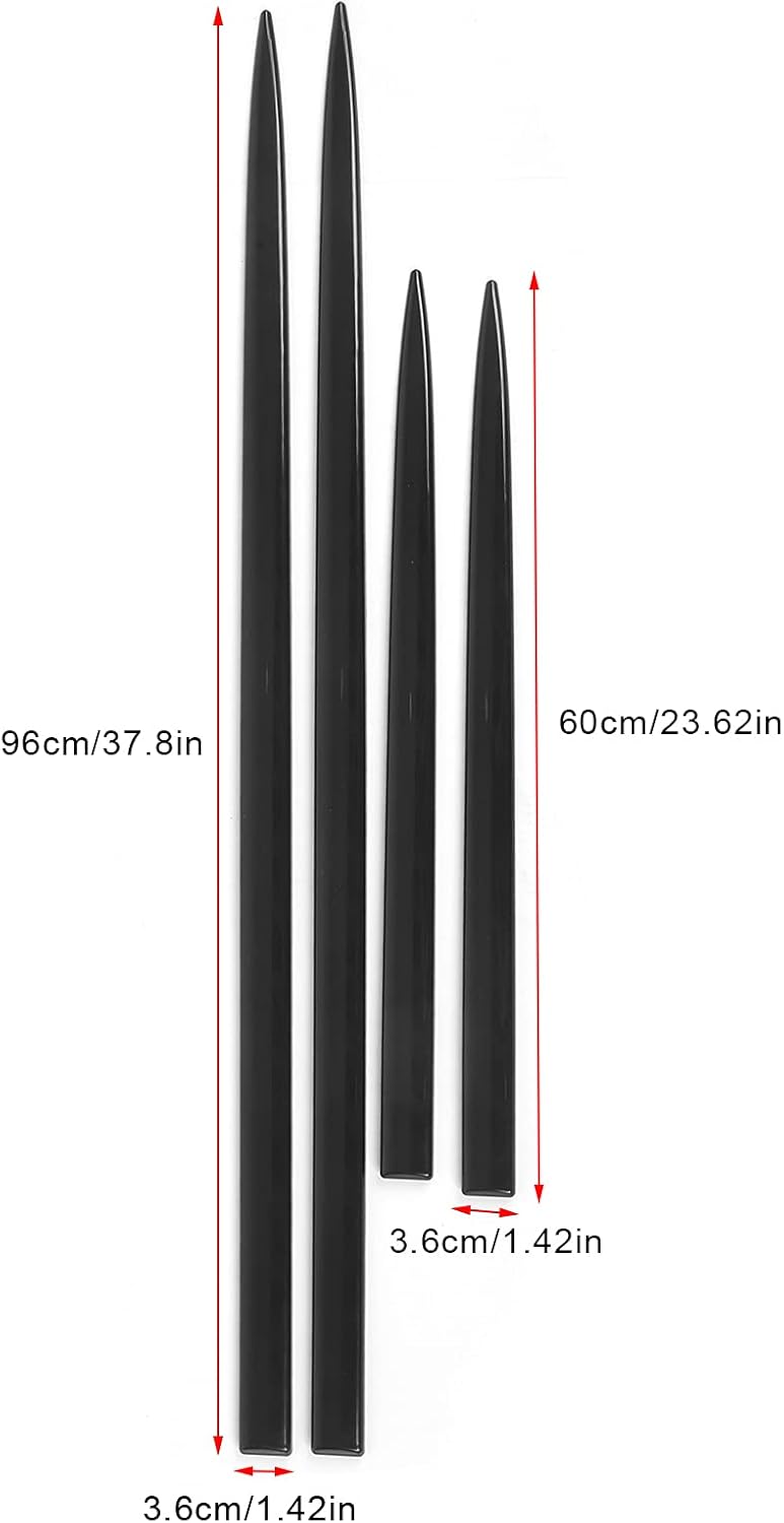 4 قطع، مقاس 96 × 3.6 سم / 37.8 × 1.42 بوصة، مصنوعة من مادة ABS، لحماية جوانب أبواب السيارات، بلون أسود لامع، قابلة للاستخدام في جميع السيارات، لتعديلات السيارات الأوتوماتيكية. - Image 3