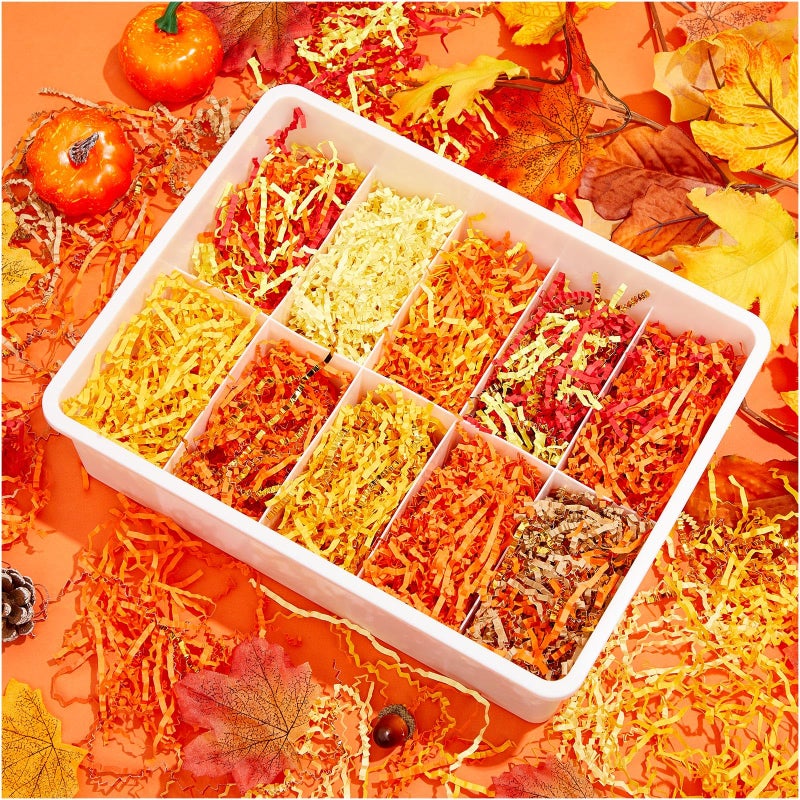 Zonon 10 Pack 300g Crinkle Cut Paper Shred Filler for Packing and Empty Basket Filler  Raffia Tissue Paper Stuffers Gift Boxes for Wrapping Party Supplies(Autumn Color) - Image 3