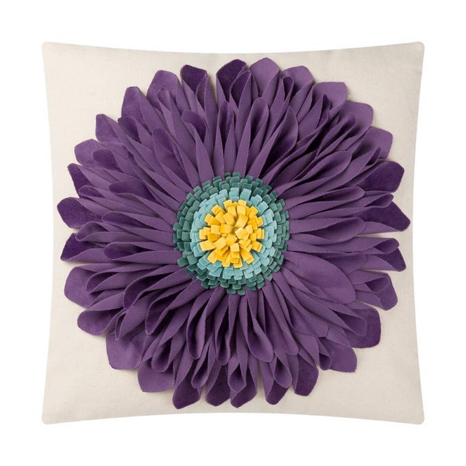 3D SUNFLOWERS THROW PILLOW CASES DECORATIVE HANDMADE CUSHION COVERS FOR HOME SOFA CAR BED ROOM DECOR 18 X 18 INCH PURPLE