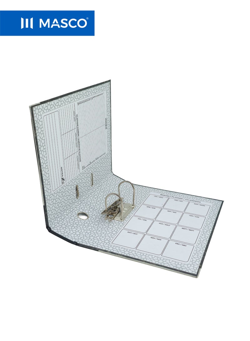 ماسكو ملف علبة رافعة A4 أسود سعة 8 سم – كرتون 30 قطعة - Image 3