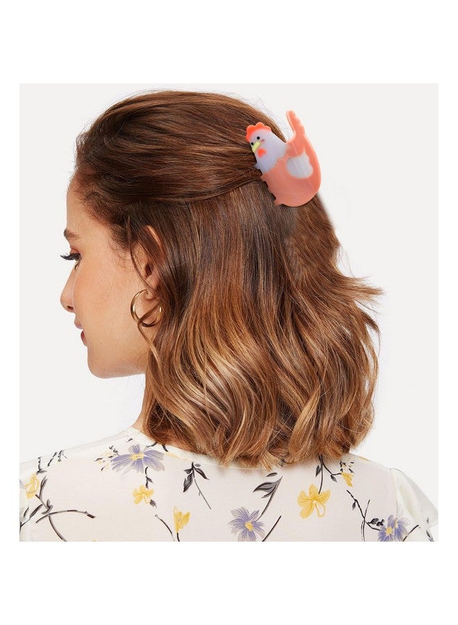 هابدو مشبك شعر دجاج من هابدو، مشبك شعر على شكل مخلب حيوان مزرعة لطيف للنساء والفتيات، إكسسوارات شعر أسيتات مضحكة من الريف الغربي كهدية - Image 2