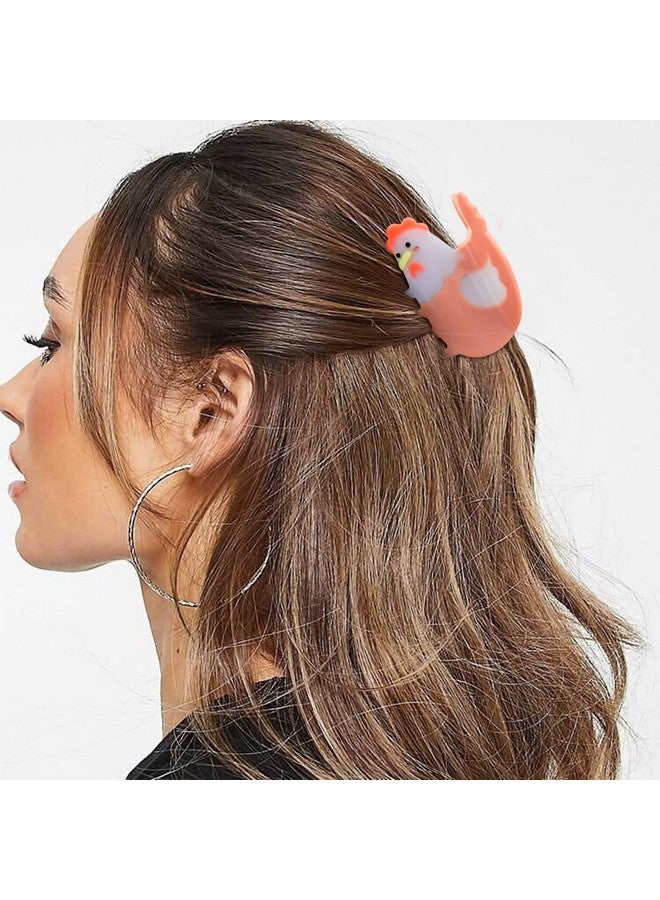 هابدو مشبك شعر دجاج من هابدو، مشبك شعر على شكل مخلب حيوان مزرعة لطيف للنساء والفتيات، إكسسوارات شعر أسيتات مضحكة من الريف الغربي كهدية - Image 3