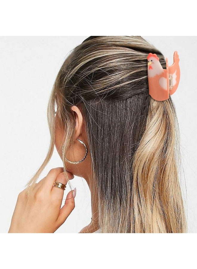 هابدو مشبك شعر دجاج من هابدو، مشبك شعر على شكل مخلب حيوان مزرعة لطيف للنساء والفتيات، إكسسوارات شعر أسيتات مضحكة من الريف الغربي كهدية - Image 4