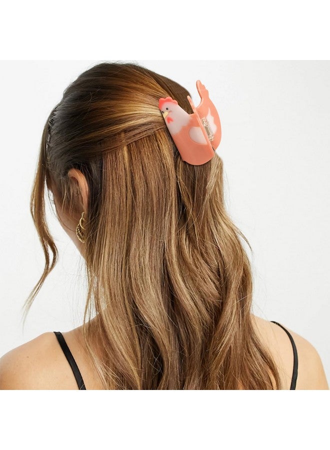 هابدو مشبك شعر دجاج من هابدو، مشبك شعر على شكل مخلب حيوان مزرعة لطيف للنساء والفتيات، إكسسوارات شعر أسيتات مضحكة من الريف الغربي كهدية - Image 5