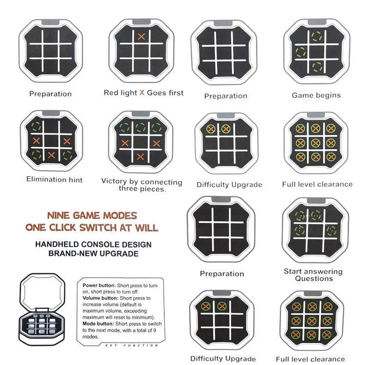 ADKD AI Intelligence Tic Tac Toe Handheld Game Console for Kids - 9 Mode, Portable Smart Puzzle Memory Training Toy (Multicolor) - Image 2