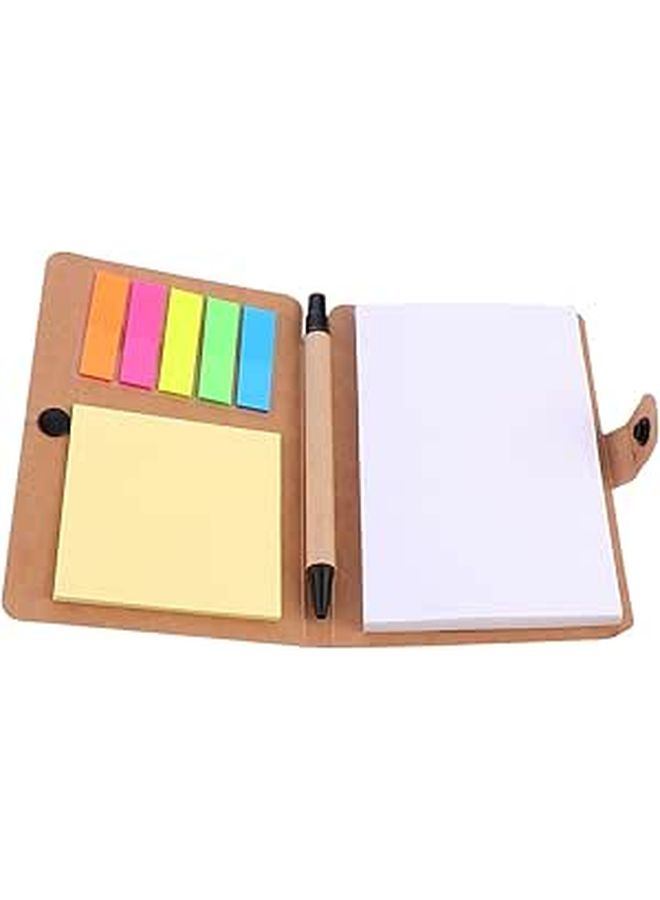 Zerodeko Sticky Notebook Set Kraft Paper Cover Index Tabs Office School Use - Image 1
