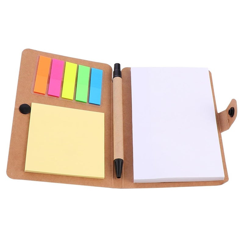 Zerodeko Sticky Notebook Set Kraft Paper Cover Index Tabs Office School Use - Image 2
