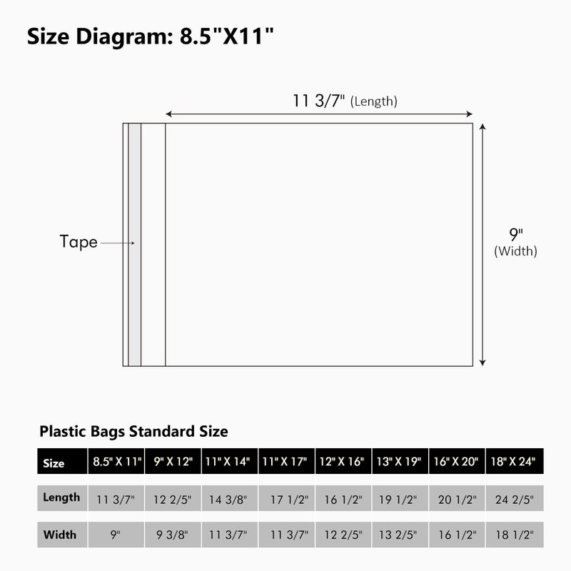 Somime 50 Pack Acid-Free Crystal Clear Sleeves Storage Bags for 8.5x11 Art Prints/Pictures/Photos/Framing Mat Mattes (Bag Size: 9"x11 3/7") - Image 2