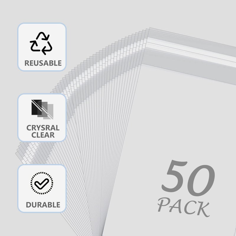 Somime 50 Pack Acid-Free Crystal Clear Sleeves Storage Bags for 8.5x11 Art Prints/Pictures/Photos/Framing Mat Mattes (Bag Size: 9"x11 3/7") - Image 5