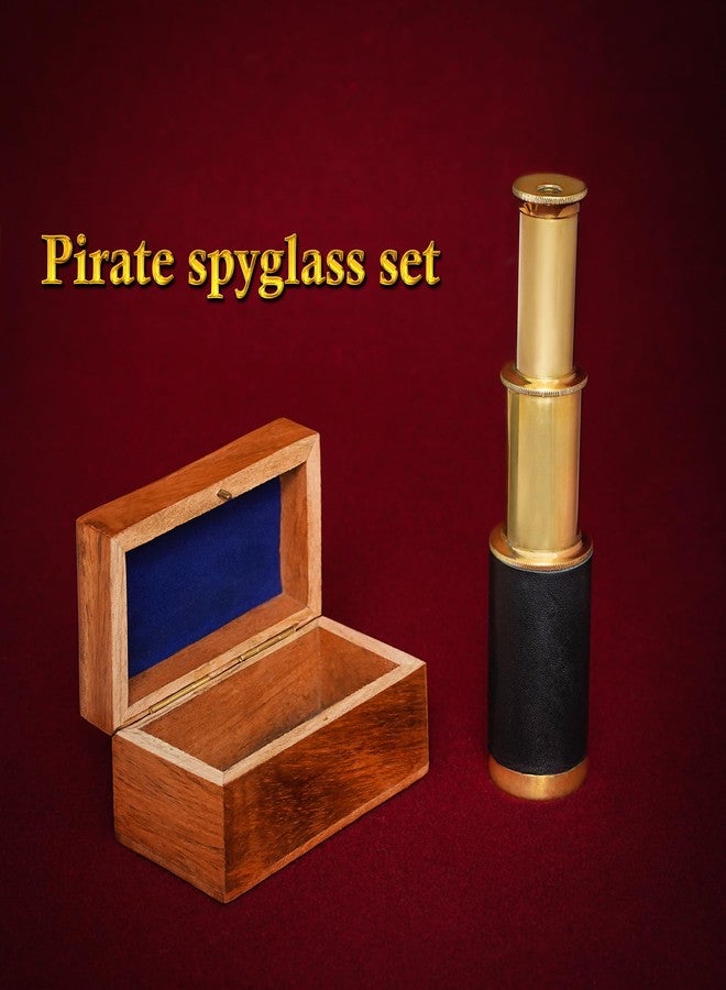 Mythrojan Brass Handheld Telescope 6" Mini Spyglass with Wooden Box, Pirate Binocular, Spyglass Collapsible Monocular Decorative Cosplay Accessory for Travellers, Adventures - Image 5