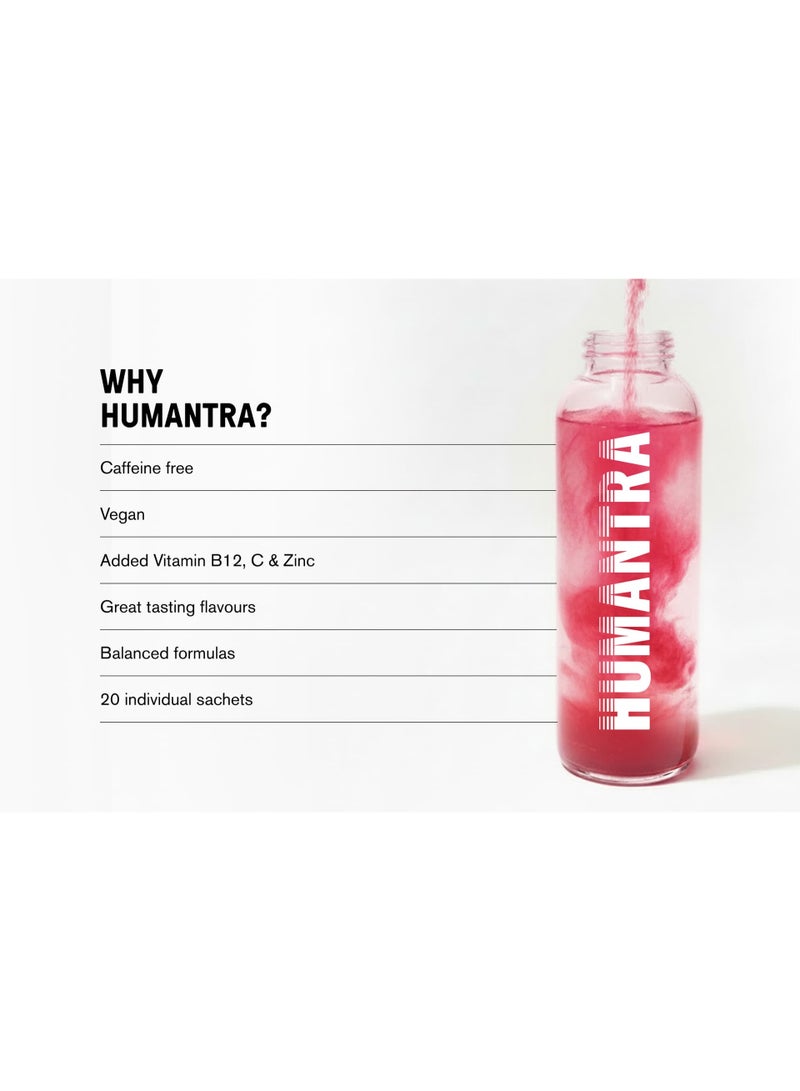 Humantra Electrolyte Hydration Drink Powder Black Cherry Flavor 20 Sachets | Sugar Free Vegan Electrolyte Supplement with Vitamin C B12 Zinc | Caffeine Free Hydration Mix - Image 5