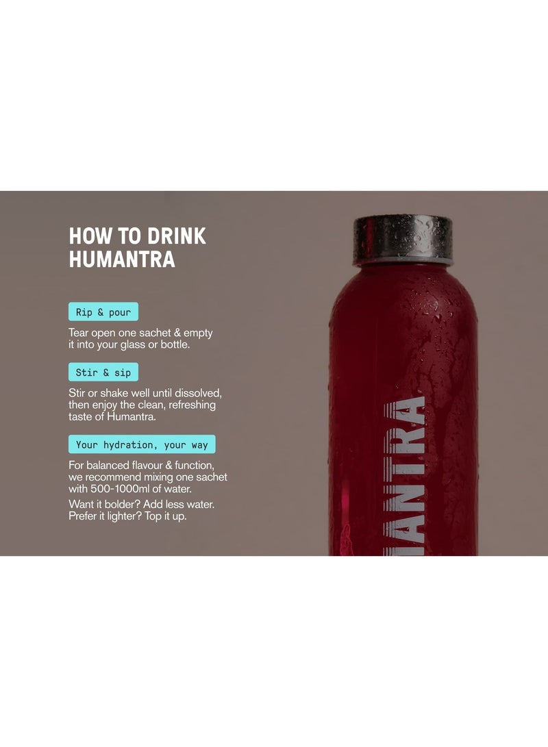 Humantra Electrolyte Hydration Drink Powder Black Cherry Flavor 20 Sachets | Sugar Free Vegan Electrolyte Supplement with Vitamin C B12 Zinc | Caffeine Free Hydration Mix - Image 3