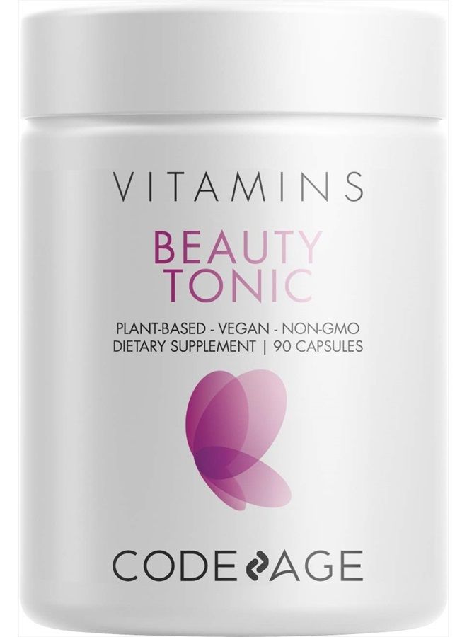 Codeage Biotin Supplement with Vitamin C, Vitamin E, Vitamin B6, Niacin, Folate, Organic Food Blend, Phytoceramides, Astaxanthin, Selenium - Beauty Tonic - Hair, Skin, and Nail Support - Vegan, 90 Ct - Image 1