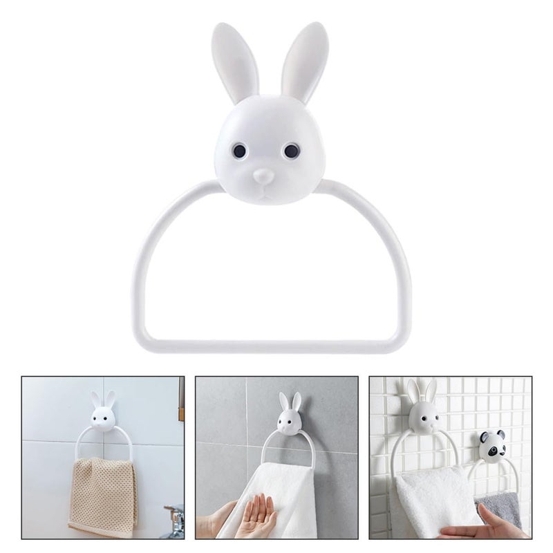 White Adhesive Wall Mounted Towel Ring Holder For Bathroom And Kitchen Storage - Image 5