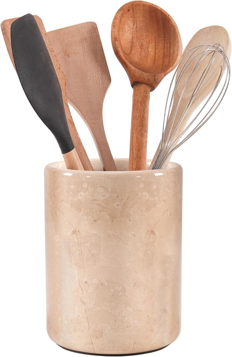 RADICALn Global flexible assemble picks Marble Utensil Holder 6.5" Inches Verona Handmade Spoon Holder for Kitchen Counter, Ideal Kitchen Utensils Set Organizer, Farmhouse Kitchens Decor & Cooking Utensil Storage Air & land transit compatible - Image 1