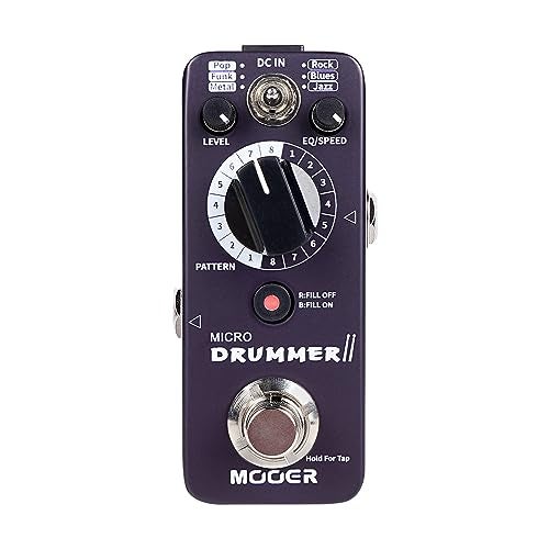 MOOER Micro Drummer II Guitar Drummer Pedal Drum Machine Effect with FILL Function, 48 Drum Grooves, and 6 Music Style Per 8 Different Rythem, With EQ, Tap Tempo for Electric Guitar - Image 1