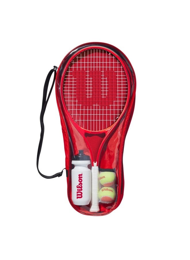 Wilson Roger Federer Starter Set 25, Tennis Racket, 16x17, Junior Beginners - Red/ White - Image 1