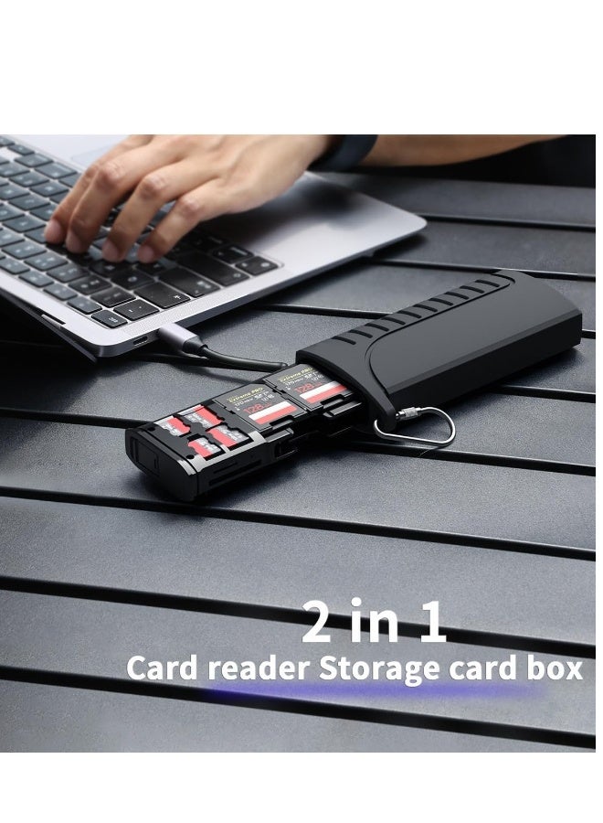 2 in 1 High-Speed 5Gbps SD Memory Card Readers Multiple Sd Card Reader USB3.1 Dual Card Reader Micro SD Card Case Waterproof Holder 6 TF/4 SD/2 SIM Cards Storage,for Photographer, Cameras, Computer  - Image 2