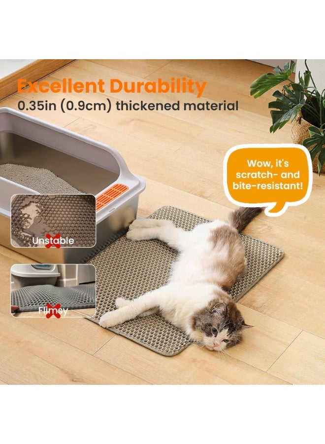 بساط فضلات القطط كبير مزدوج الطبقات | تصميم خلية النحل لالتقاط الرمل | مضاد للانزلاق ومقاوم للماء | يمنع تسرب البول ويحافظ على نظافة الأرض - Image 4