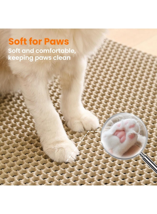 بساط فضلات القطط كبير مزدوج الطبقات | تصميم خلية النحل لالتقاط الرمل | مضاد للانزلاق ومقاوم للماء | يمنع تسرب البول ويحافظ على نظافة الأرض - Image 2