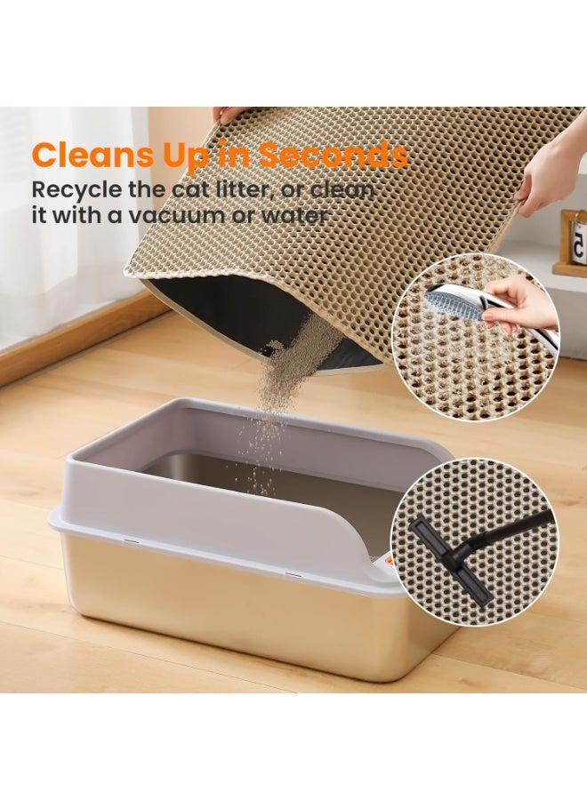بساط فضلات القطط كبير مزدوج الطبقات | تصميم خلية النحل لالتقاط الرمل | مضاد للانزلاق ومقاوم للماء | يمنع تسرب البول ويحافظ على نظافة الأرض - Image 3