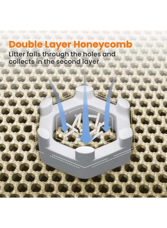 بساط فضلات القطط كبير مزدوج الطبقات | تصميم خلية النحل لالتقاط الرمل | مضاد للانزلاق ومقاوم للماء | يمنع تسرب البول ويحافظ على نظافة الأرض - Image 5