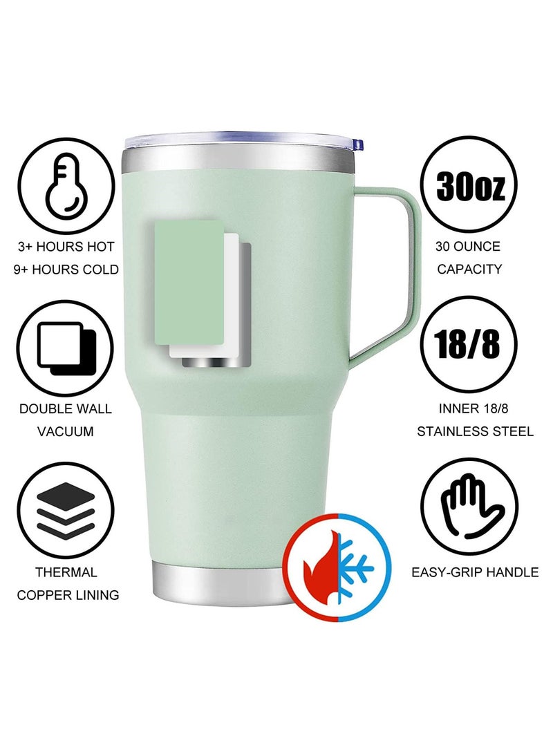 Generic 30oz Insulated Tumbler with Handle and Straws, Metal Steel Double Vacuum Coffee Tumbler Cup, Powder Coated Travel Mug for Home, Office, Travel, Party, Car - Image 2