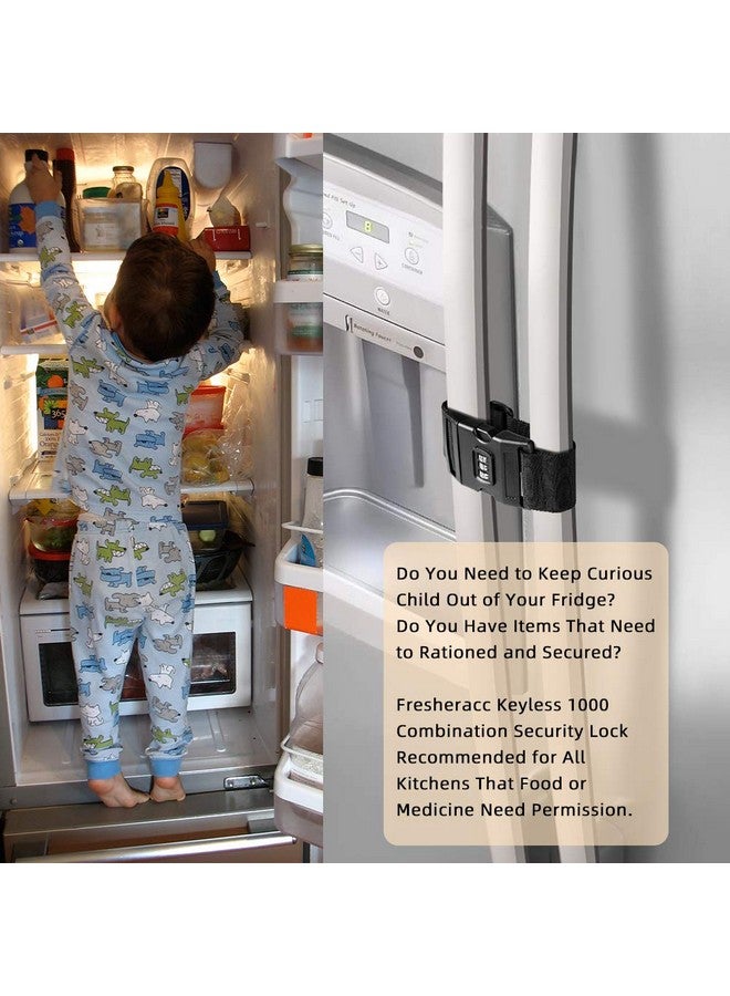 FresherAcc Fridge Freezer Refrigerator Cabinet Lock Latch, (2 Packs) Adjustable French Door Guard For Toddlers Children Kids Special Needs, No Drill No Screw No Adhesive (2 Packs Black)  - Image 2