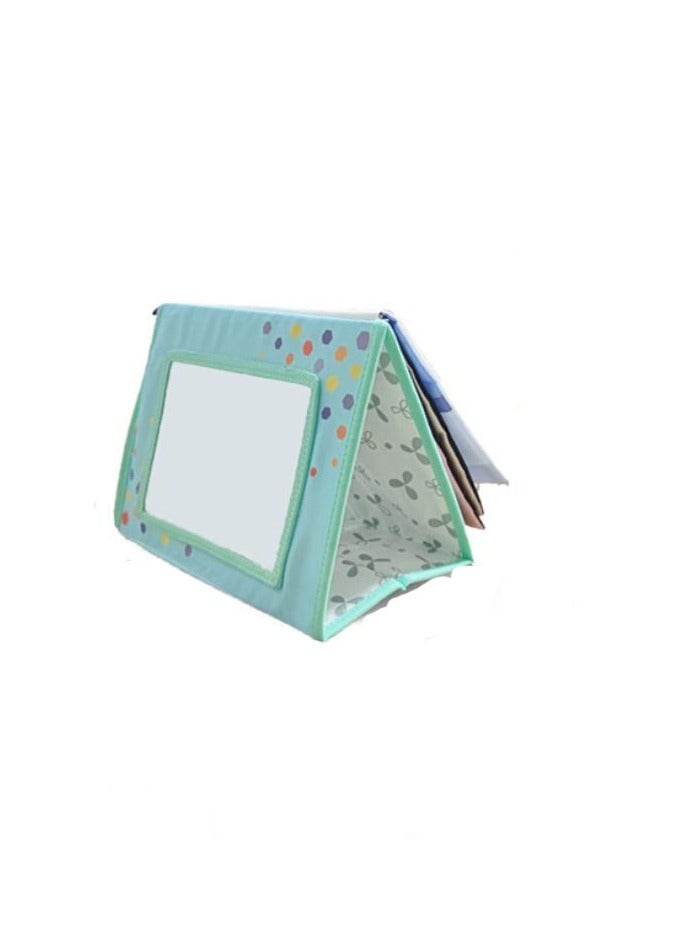 DURKU Baby Tummy Time Mirror Flip Mirror, Soft Cloth High Contrast Crinkle Book Toys Visual Stimulation, Infant Sensory Toys for Newborn 0-12 Months - Image 1