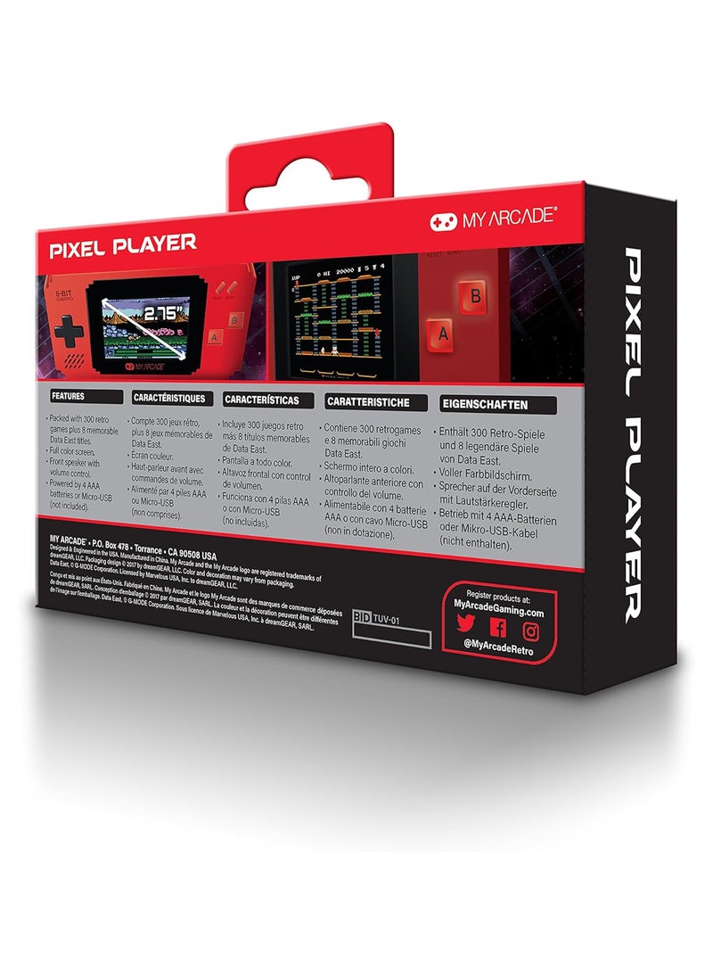 My Arcade Pixel Player Handheld Game Console: 300 Retro Style Games Plus 8 Data East Hits, Battery or Micro USB Powered, Color Display, AV Out Jack for TV, Speaker, Volume Control, Headphone Jack - Image 3