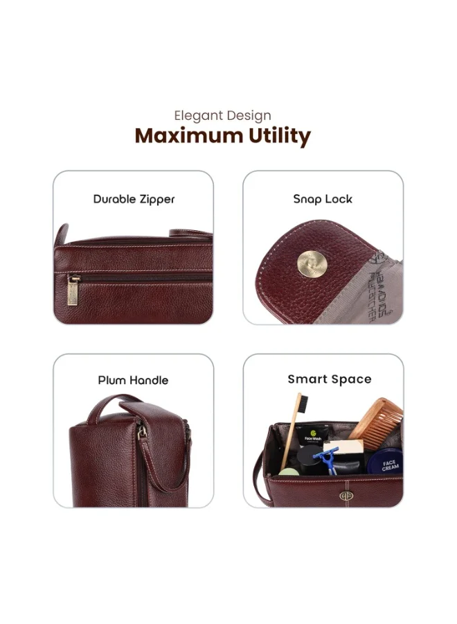 HAMMONDS FLYCATCHER Leather Toiletry Bag for Men and Women - Travel Organizer Pouch, Shaving Kit Bag for Men, Cosmetic Organizer Bag, Toiletry Pouch for Men with Multiple Pockets
