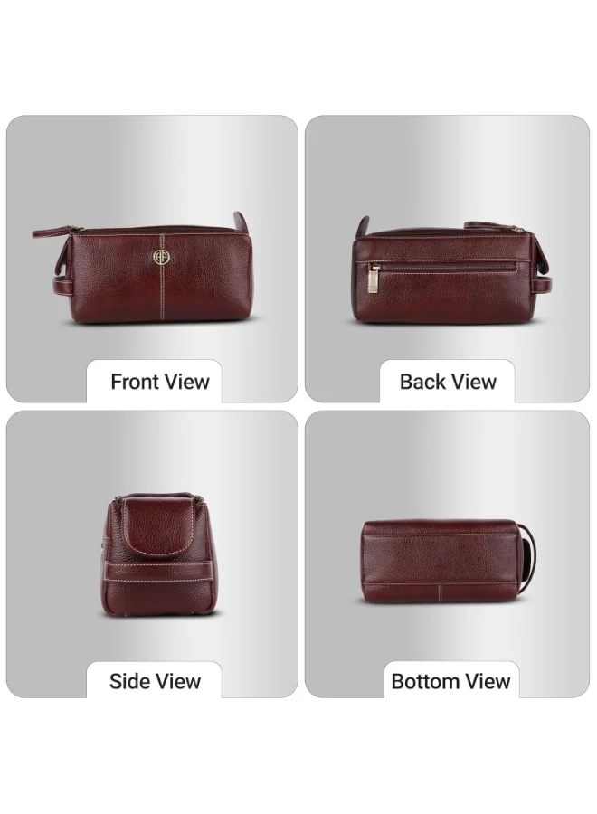 HAMMONDS FLYCATCHER Leather Toiletry Bag for Men and Women - Travel Organizer Pouch, Shaving Kit Bag for Men, Cosmetic Organizer Bag, Toiletry Pouch for Men with Multiple Pockets