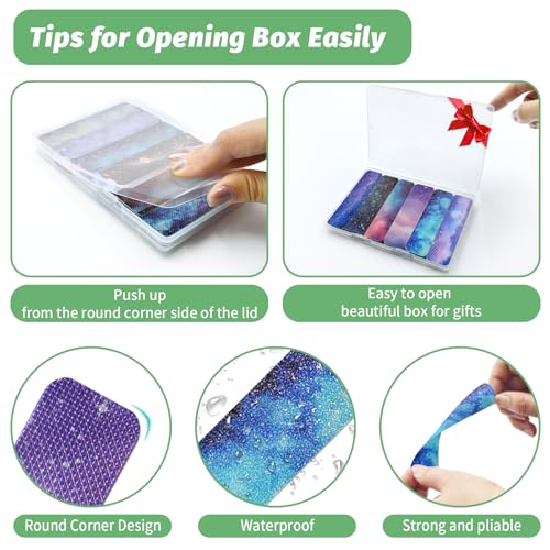 TOEMUR 72 Pieces Anxiety Sensory Stickers with Storage Box - Calming Stickers 2 Textured Surface - Fidget Strips for Office & Classroom Desk Adult & Teen Stress (Galaxy) - Image 3