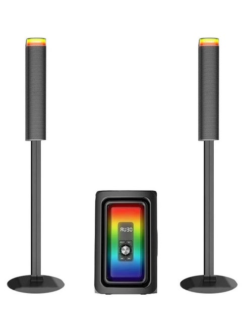 "مكبر صوت بار GAMMA TECH GT-8810 مع باس إضافي، LED متعدد الألوان، مدخل USB، SD، AUX، ومدخل بصري، مع جهاز تحكم عن بُعد، 120 واط"