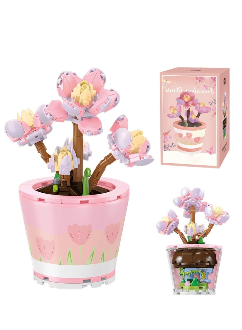 Mini Blocks 225PCS Succulent Plant Bonsai Building Set Office and Room Decor Succulents Flowers Model Building Toys Birthday Gift for Adult Boys Girls Woman - Image 1
