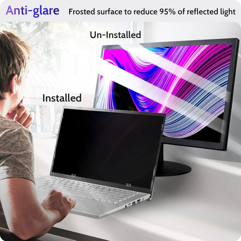 Peslv Laptop Privacy Screen 15.6 Inch 16:9 Aspect, Anti Glare Blue Light Removable Slide Mount Tabs Privacy Filter Screen Protector Designed for 15.6In Laptop, Peslv Laptop Screen Privacy Shield 15.6 in - Image 3