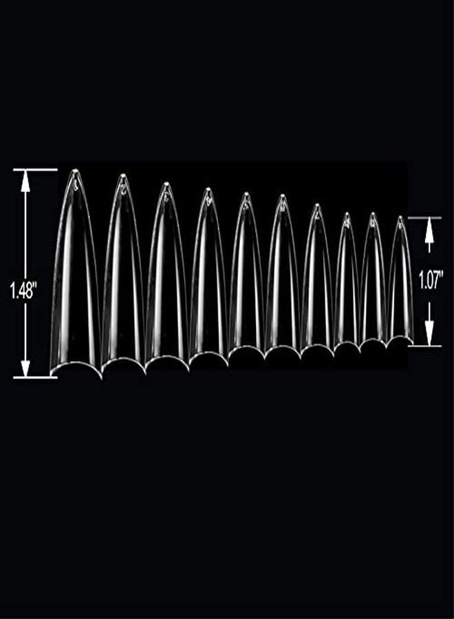 Vivace Clear Long Stiletto 500Pcs Artificial Fake Nail Tips10 Sizes With Clear Plastic Case For Nail Salon - Image 4