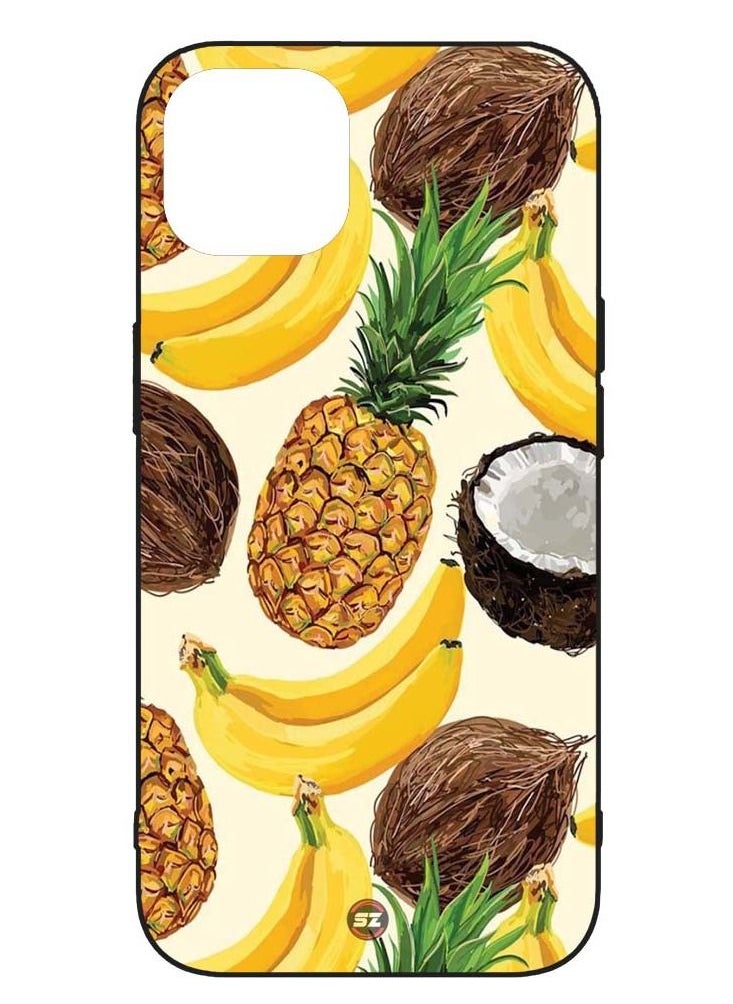 Service Zone Protective Printed Mobile Cover Fruits Banana Pineapple Art Design For Apple iPhone 13 Pro 