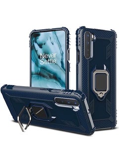 HuHa Case Cover Compatible For OnePlus Nord Carbon Fiber Protective Case with 360 Degree Rotating Ring Holder Blue