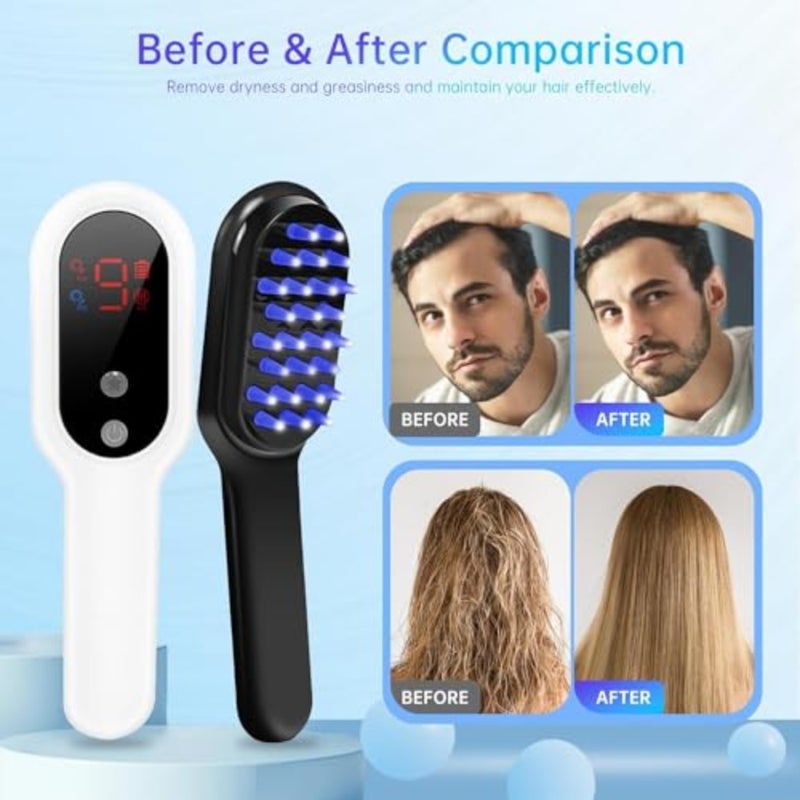 مشط تدليك كهربائي لاسلكي لفروة الرأس ومنظف رأس محمول قابل لإعادة الشحن مع 9 أوضاع اهتزاز، فرشاة تدليك محمولة مقاومة للماء، مطاط ناعم فعال في الاسترخاء أثناء التوتر - Image 4