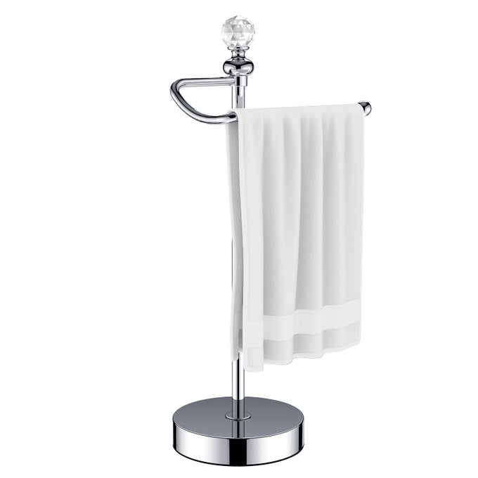 HEAVY WEIGHTED TOWEL HOLDER WITH CRYSTAL BALL STANDING TOWEL HOLDER TOTAL HEIGHT 157 FOR KITCHEN BATHROOM VANITY CLASSIC DECORATIVE METAL HAND TOWEL STAND POLISHED CHROME