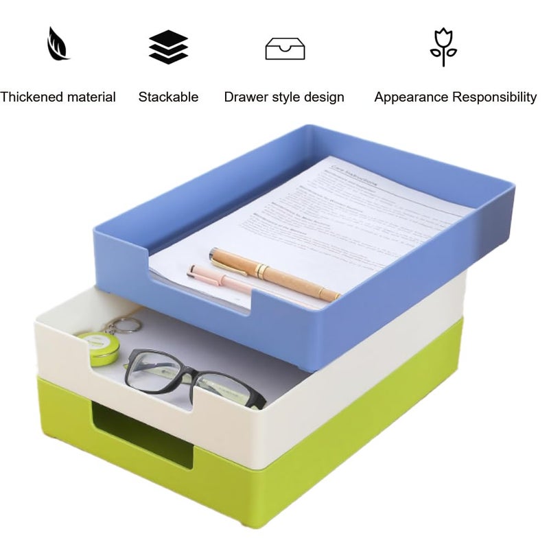 RHONZHAO Letter-Size Tray, Desk Drawer Organizer, A4 Plastic Paper Tray for Office, School, Home Storage, and Storage Containers for Gift Wrap, and Crafts (Blue) - Image 4