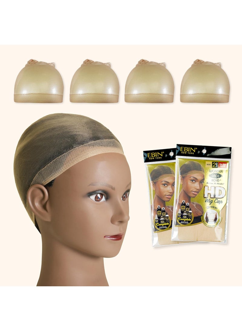 EBIN NEW YORK EBIN NEW YORK Wonder Lace Bond HD Wig Cap 4 Pieces Nude Nylon Wig Cap for lace front wig | Anti Slip Wig Accessories with Durable feature and Comfortable Fit 