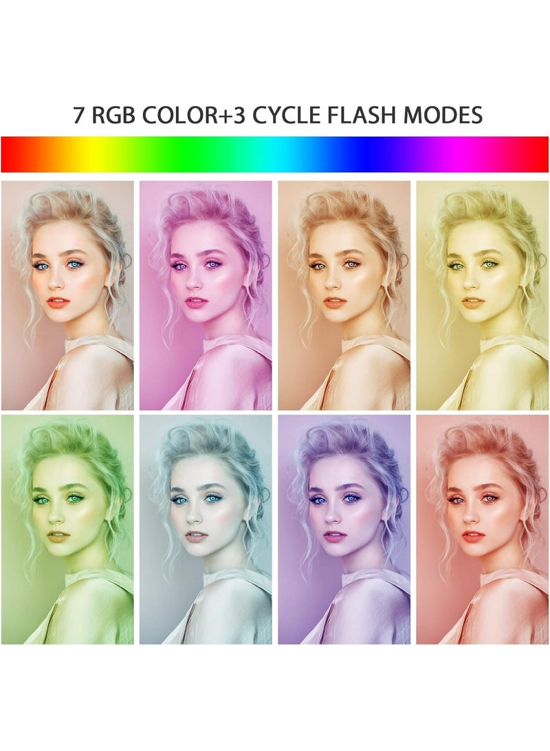 إضاءة رينج لايت 10 بوصة بألوان RGB و7 ألوان مع 3 أوضاع فلاش – إضاءة LED USB للتصوير، المكياج، والسيلفي للموبايل - Image 5