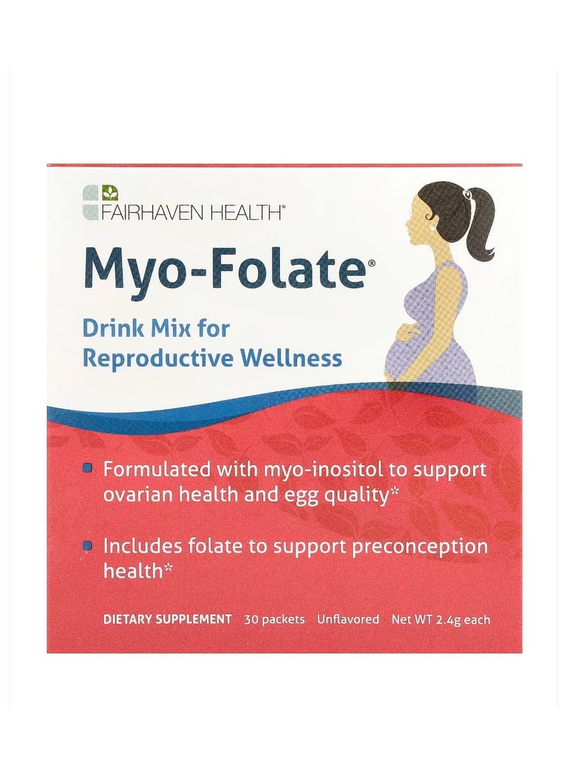 fairhaven health Myo-Folate Reproductive Health Support Drink Mix Unflavored 30 Sachets 2.4 g Each  - Image 1