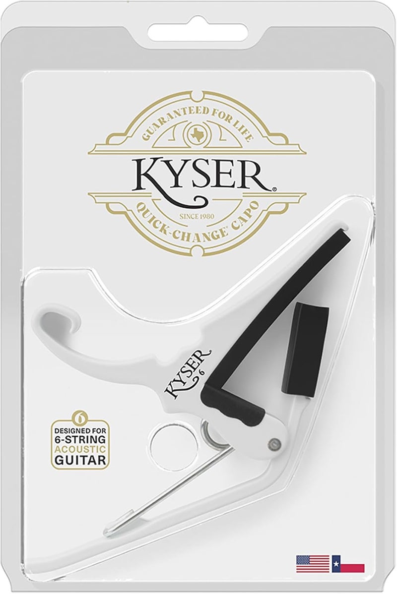 Kyser Quick-Change Capo for 6-String Acoustic Guitars - White - Image 5
